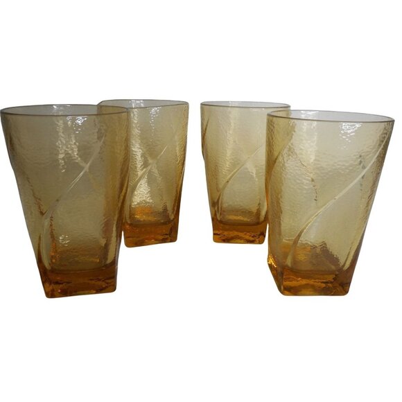 Unknown Other - 4 MCM Amber Swirl textured pebbled Glasses